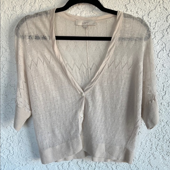 LOFT Light Cream Knit Cardigan - Picture 4 of 14